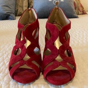 Red suede heels